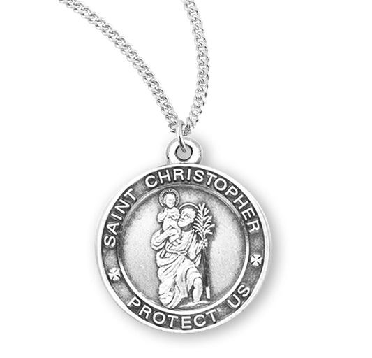 Saint Christopher Square Sterling Silver Medal