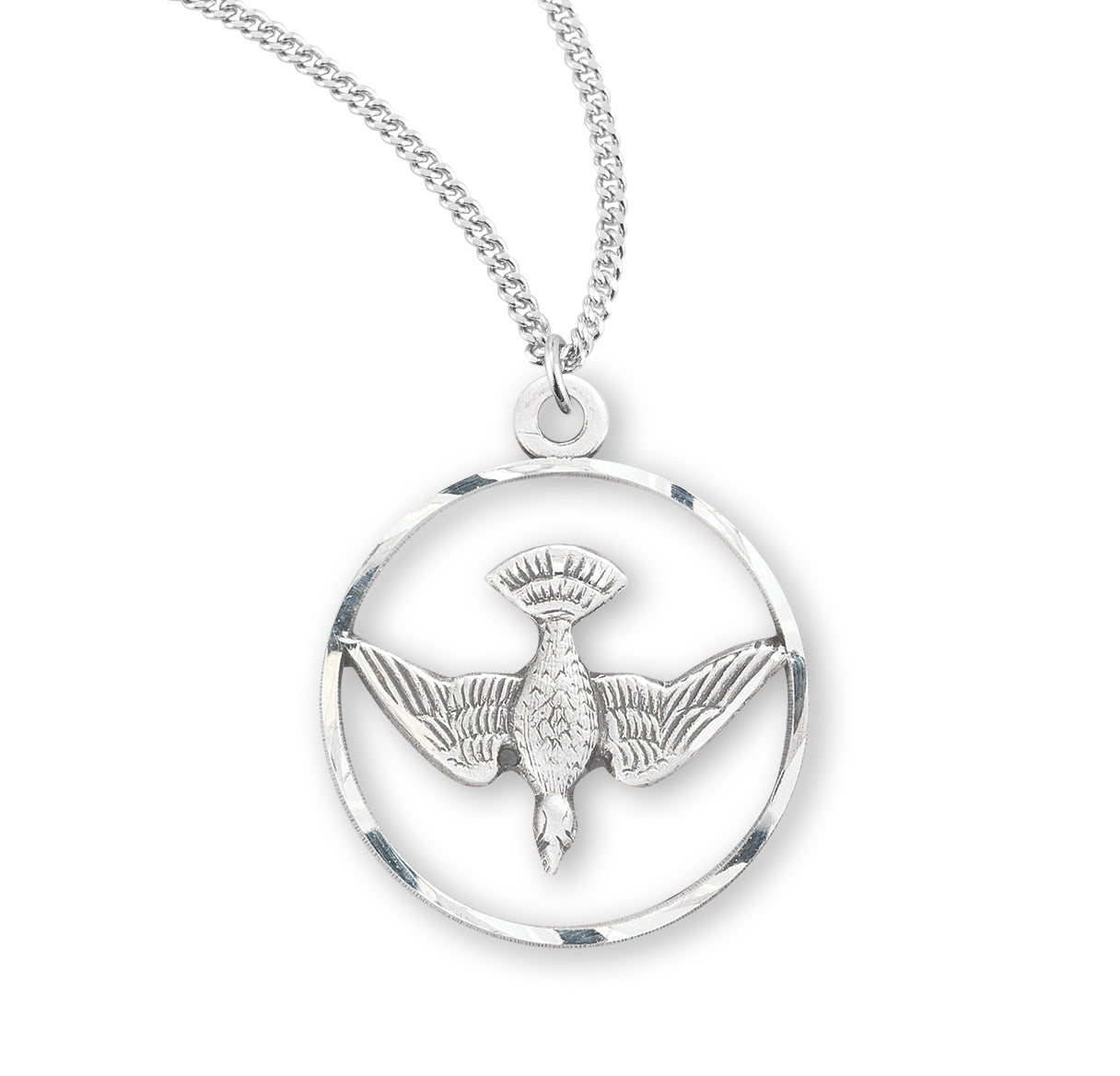 Holy Spirit Round Sterling Silver Medal