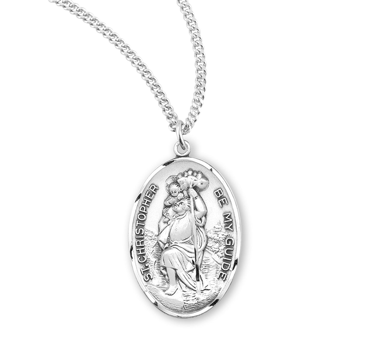 Saint Christopher Round Sterling Silver Medal