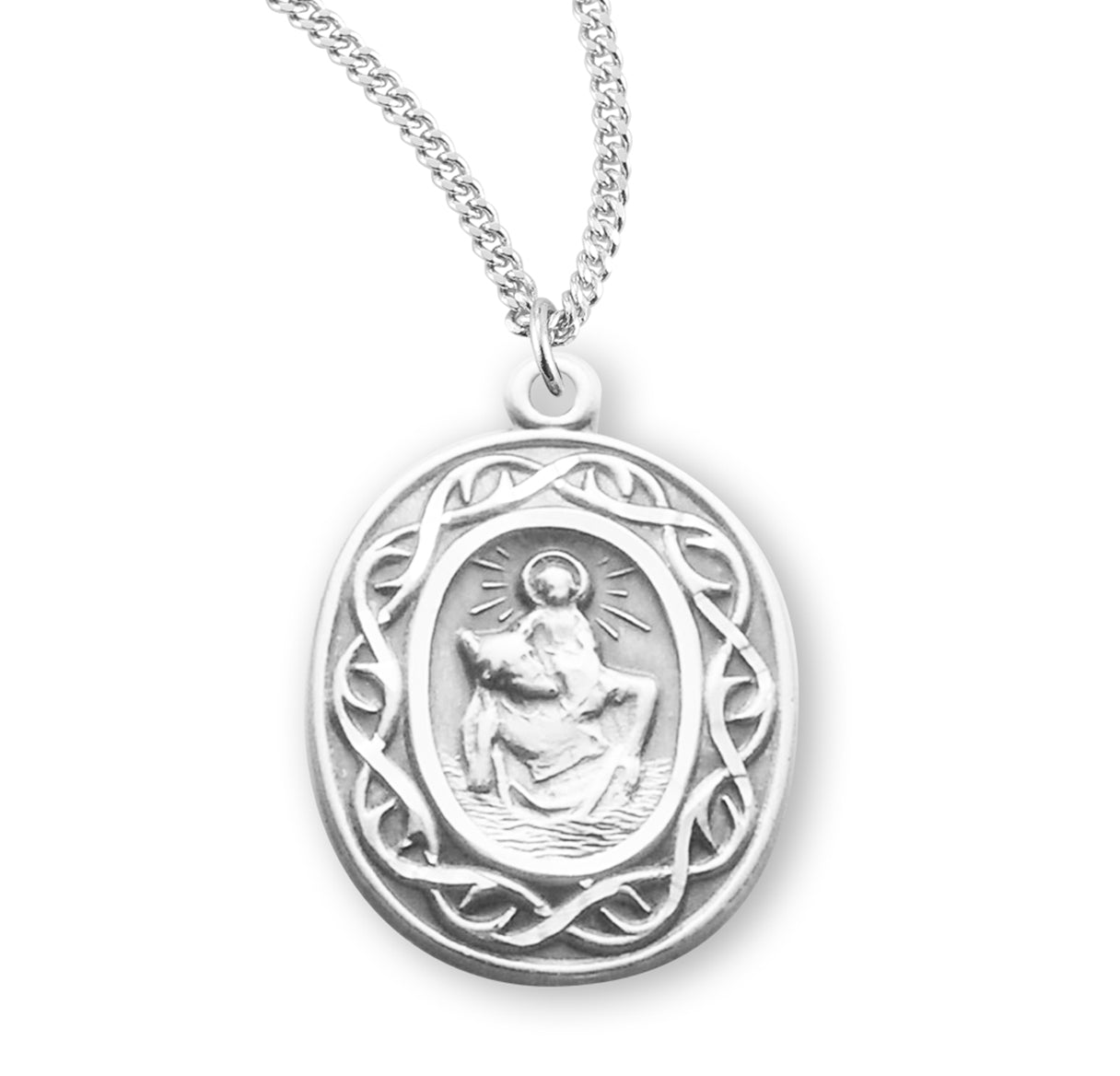 Saint Jude Thaddeus Oval Sterling Silver "Crown of Thorns" Medal