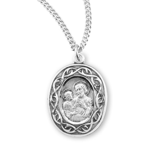 Saint Anthony Oval Sterling Silver "Crown of Thorns" Medal