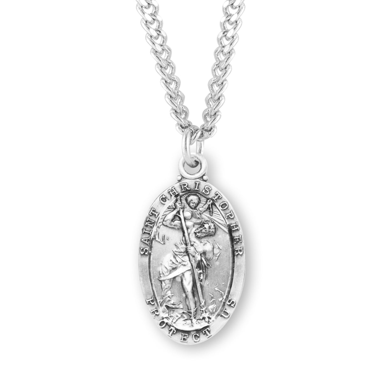 Saint Christopher Square Sterling Silver Medal
