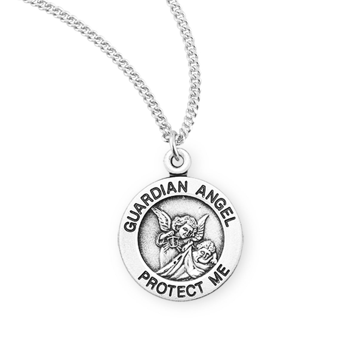 Guardian Angel Round Sterling Silver Medal