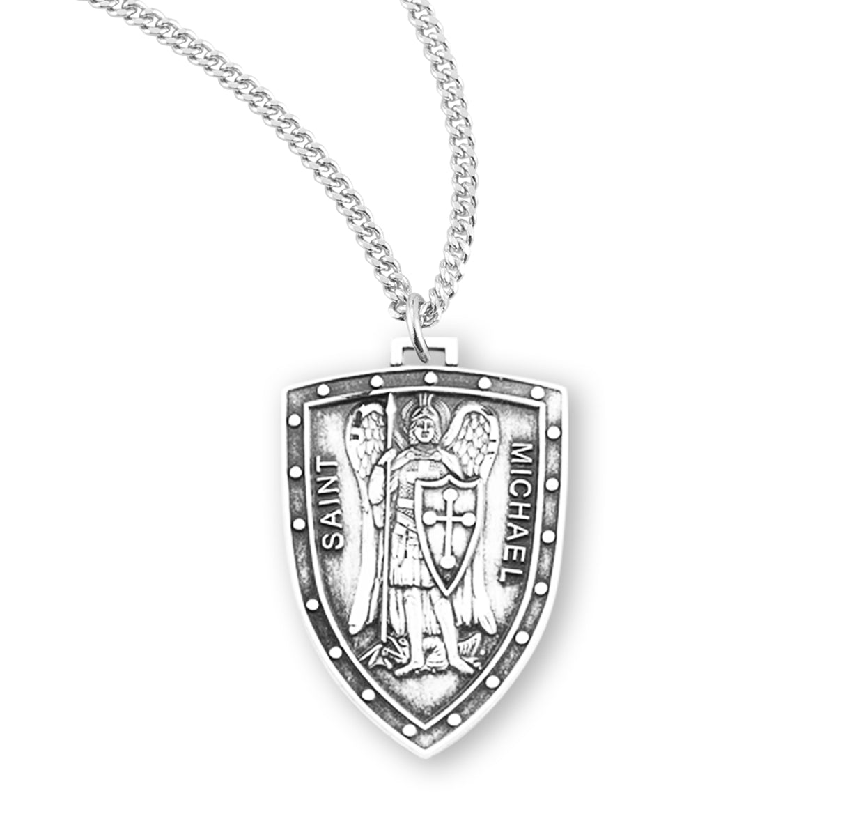 Saint Michael Sterling Silver Shield Medal