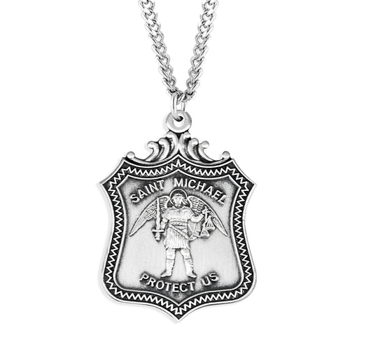 Saint Michael Square Sterling Silver Medal