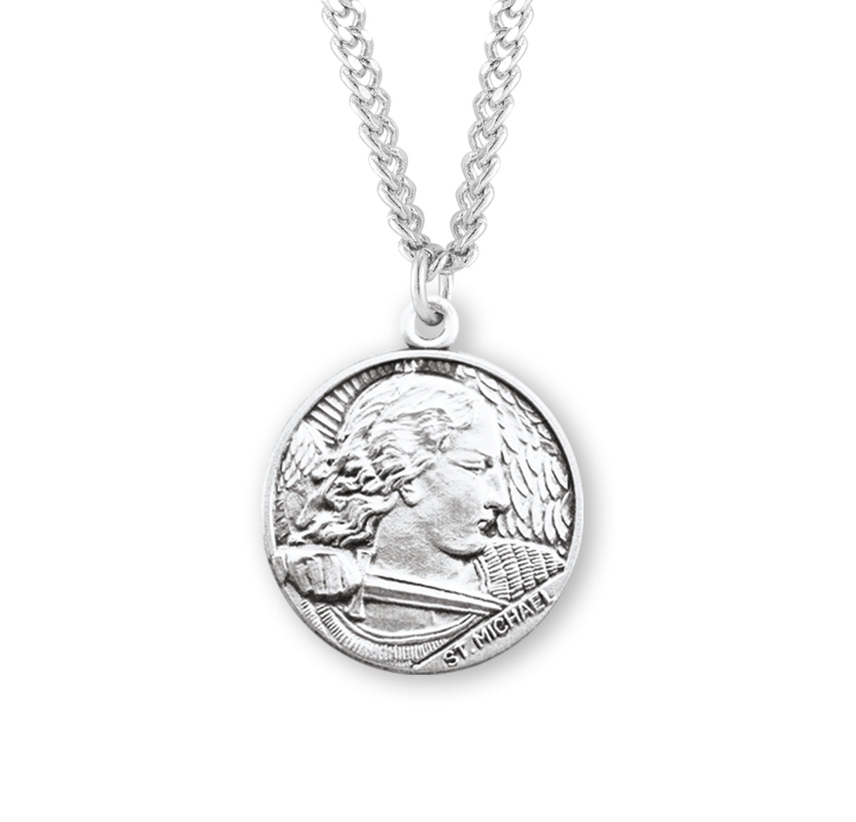 Saint Michael Archangel Oval Sterling Silver Medal