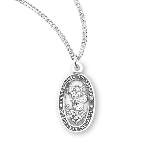 Saint Michael Oval Sterling Silver "Crown of Thorns" Medal