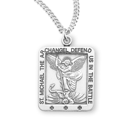 Saint Michael Square Sterling Silver Medal