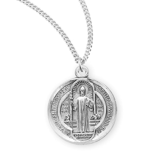 Saint Benedict Round Sterling Silver Medal