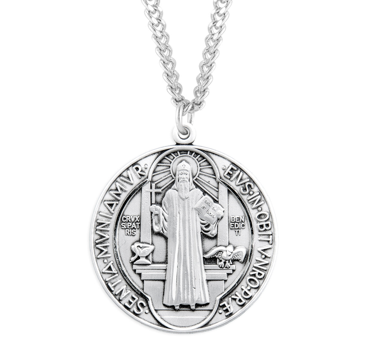 Saint Benedict Round Sterling Silver Medal