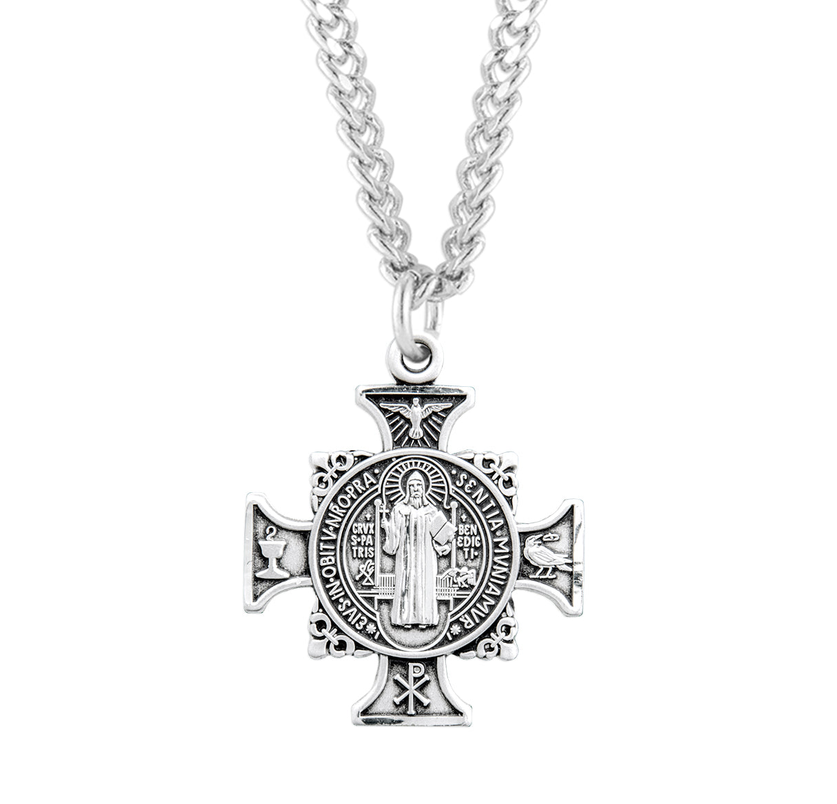 Saint Benedict Round Sterling Silver Medal