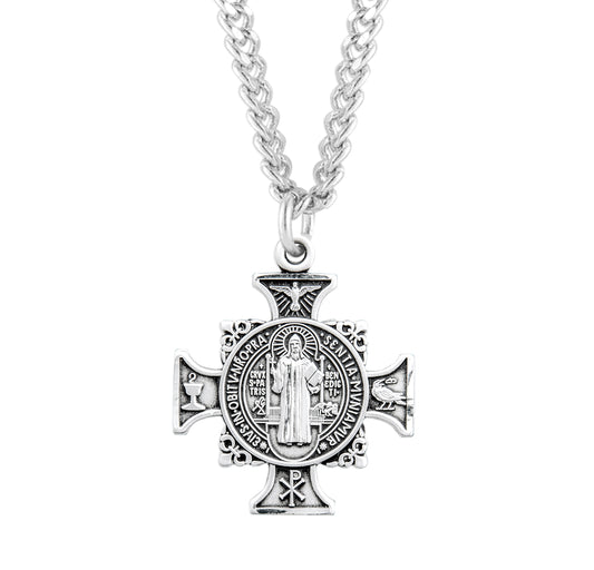Saint Benedict Round Sterling Silver Medal