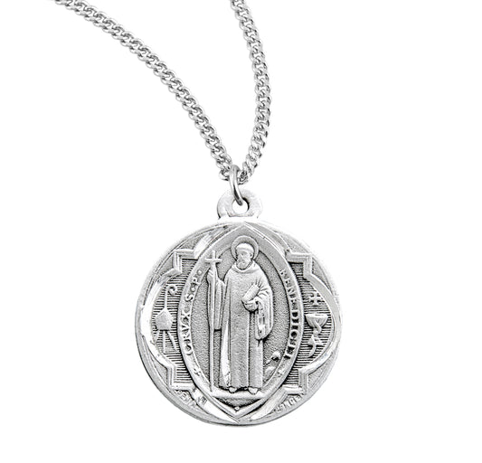 Saint Benedict Round Sterling Silver Medal