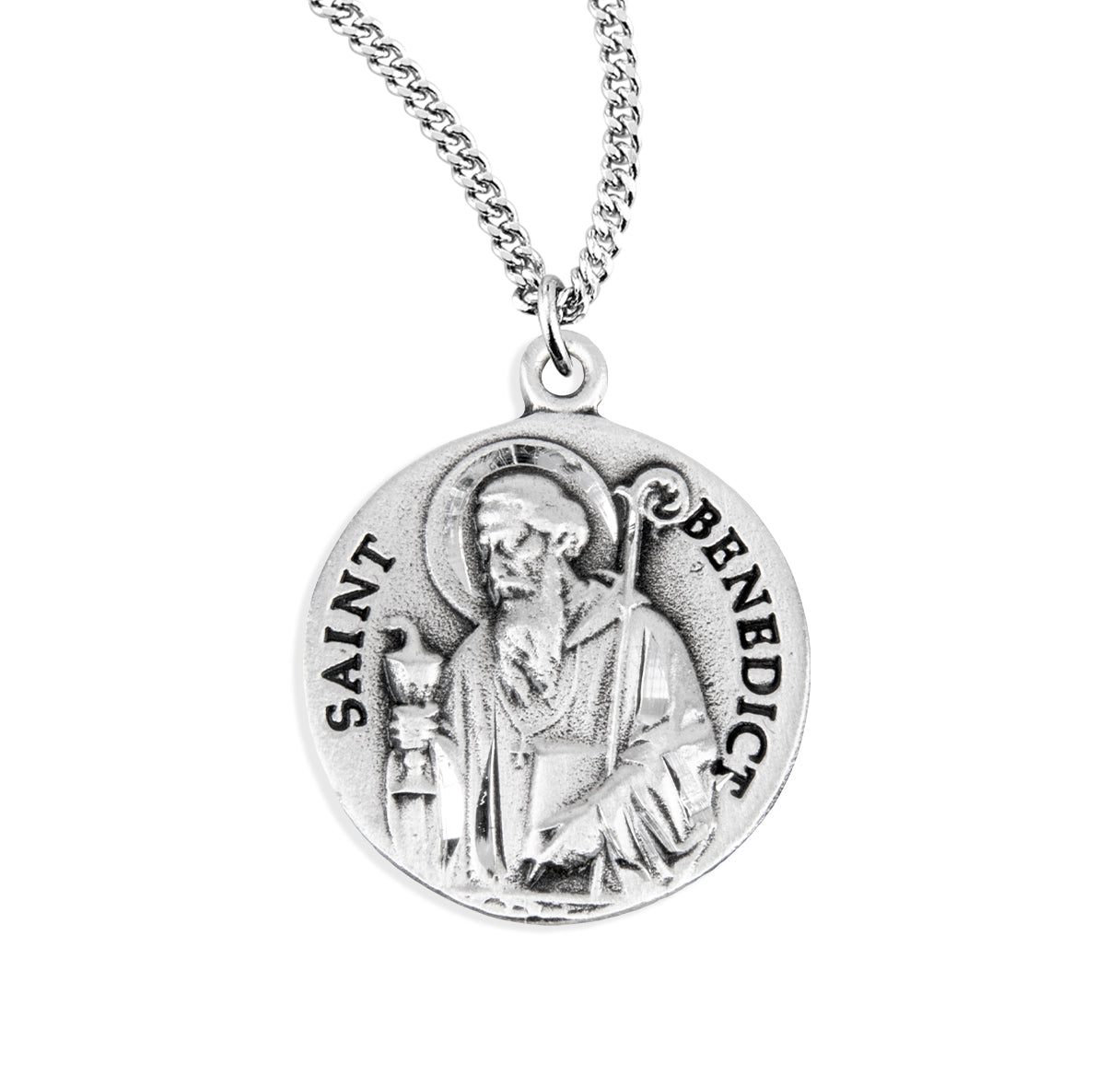 Saint Benedict Round Sterling Silver Medal