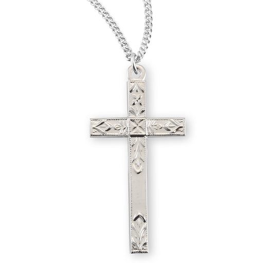 Sterling Silver Flower Tipped Cross