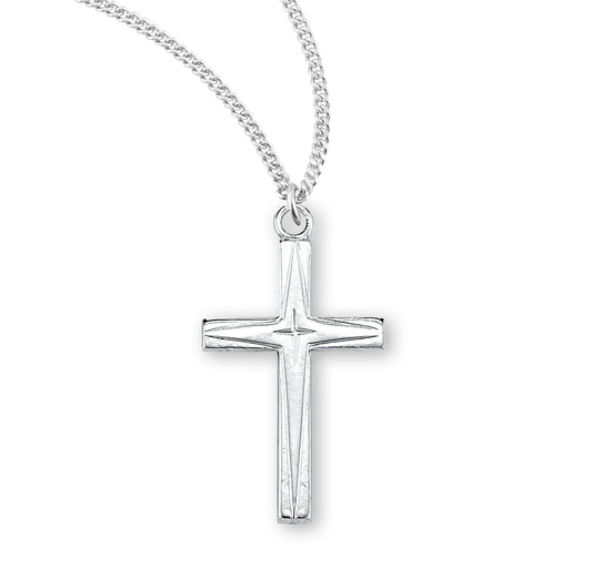 Engraved Vine Pattern Sterling Silver Cross