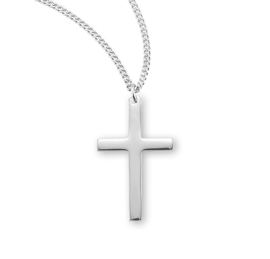 Sterling Silver Cross with Blue Enameled Center