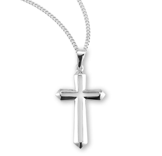 Sterling Silver Flower Tipped Crucifix