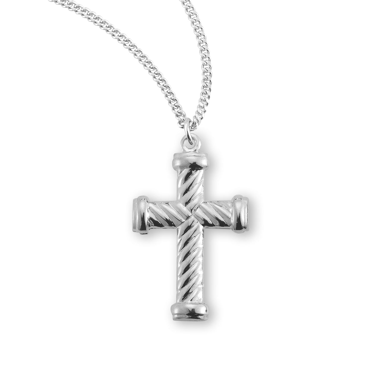 Twist Design Sterling Silver Cross