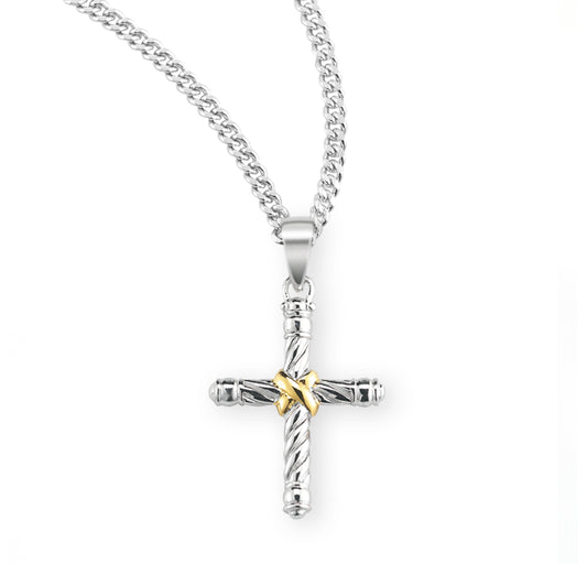 Rope Design Tip Sterling Silver Cross