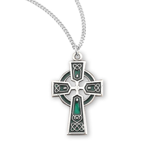 Sterling Silver White Enameled Irish Celtic cross