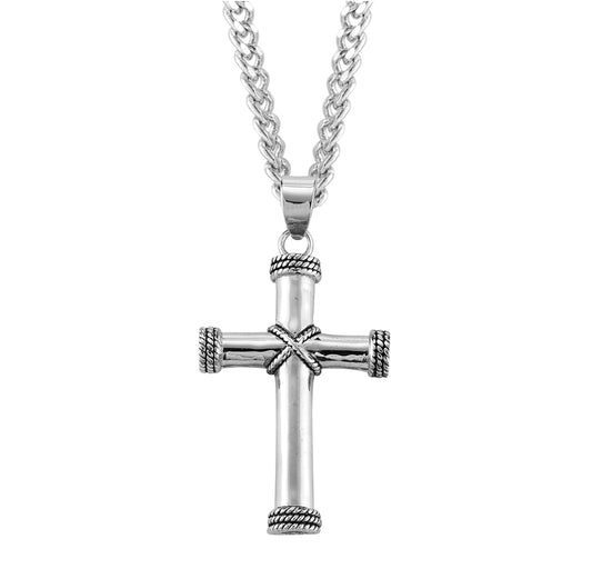 Sterling Silver Wide Wheat Cross