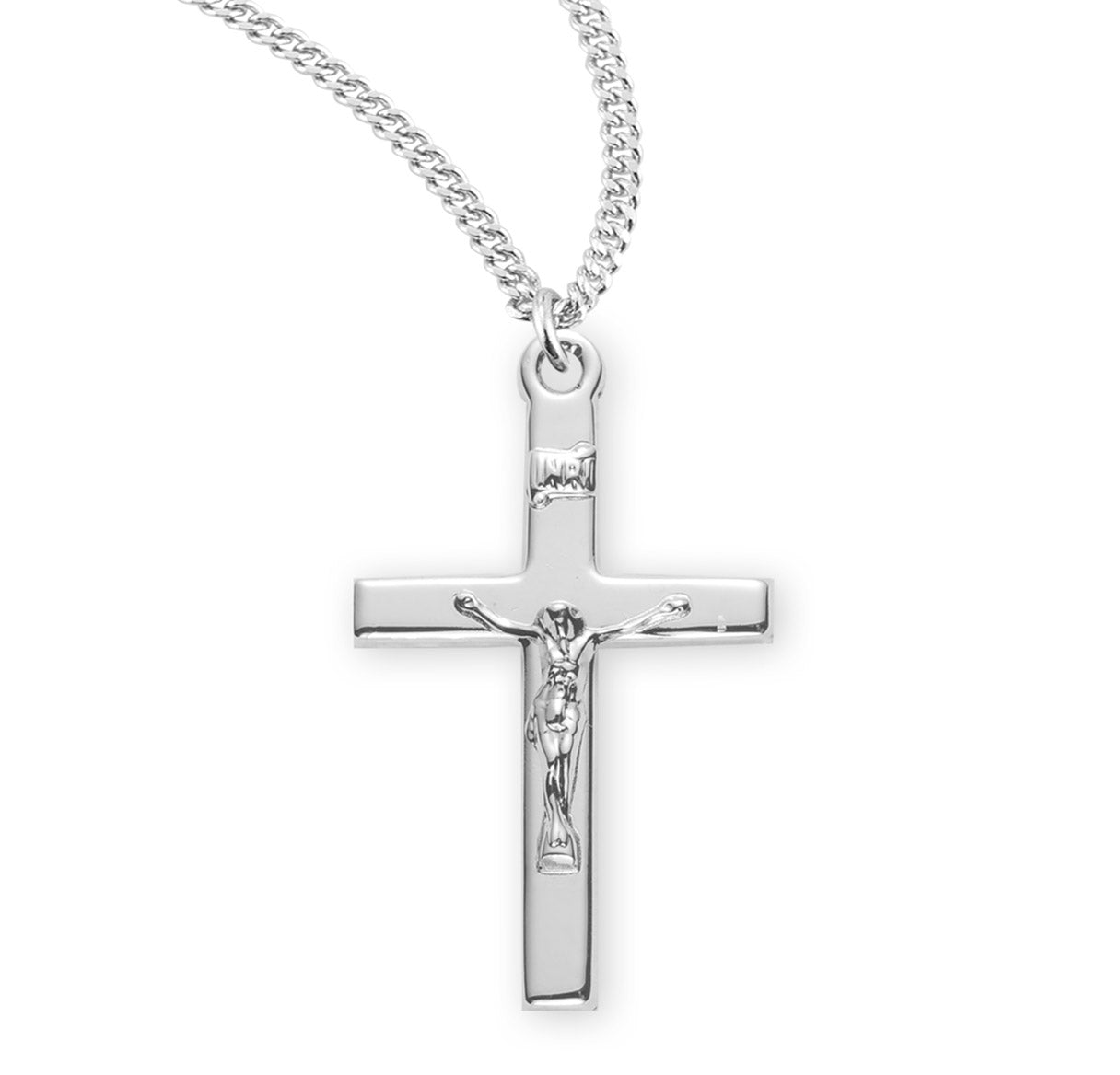 Basic Engraved Sterling Silver Crucifix