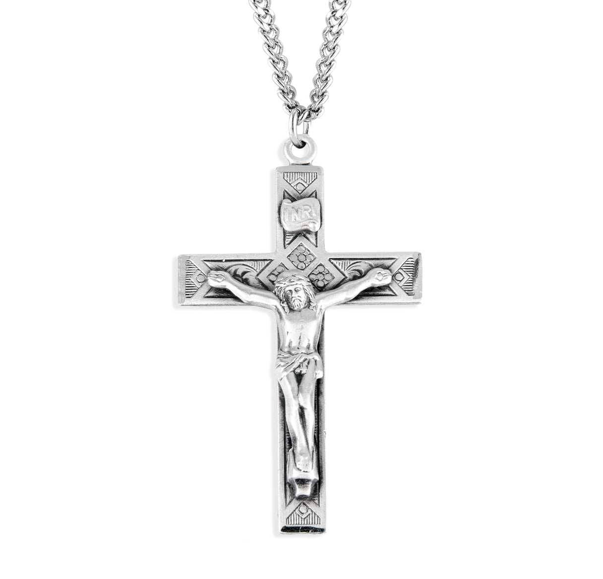 Monstrance Style Sterling Silver Crucifix