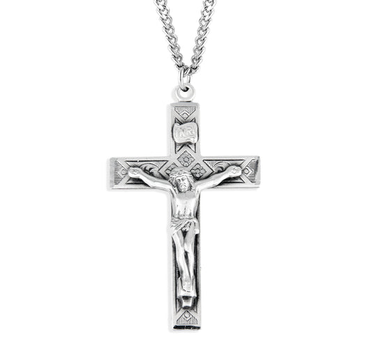 Monstrance Style Sterling Silver Crucifix