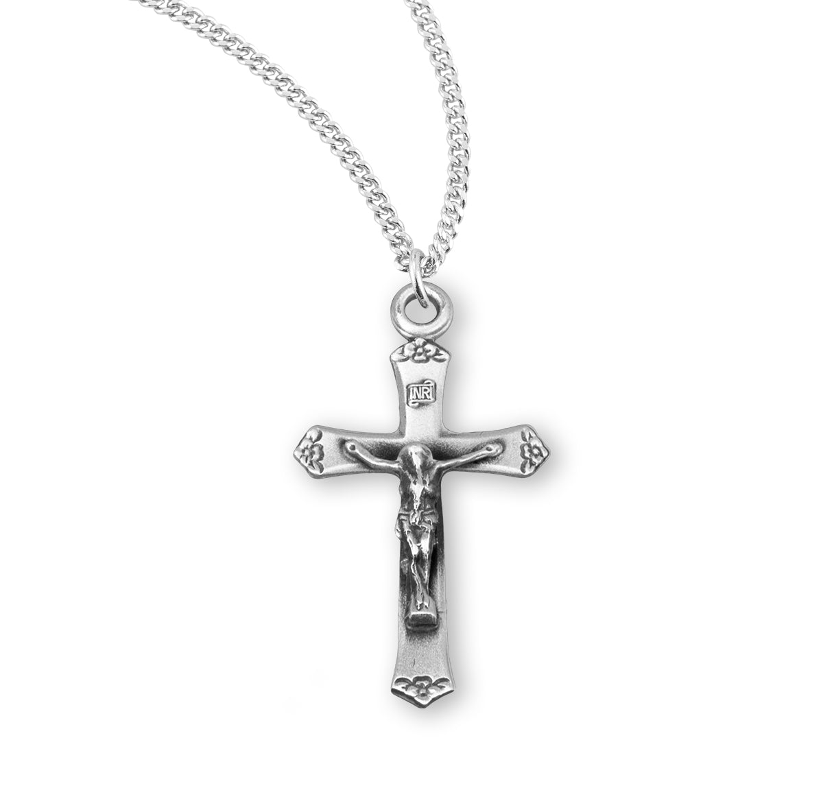 Baroque Leaf Design Sterling Silver Crucifix