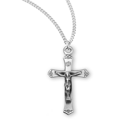 Baroque Leaf Design Sterling Silver Crucifix