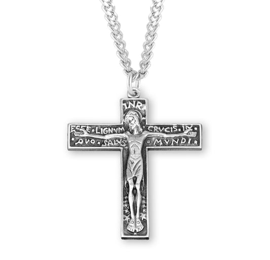 Stat Crux Dum Volvitur Orbis Sterling Silver Crucifix