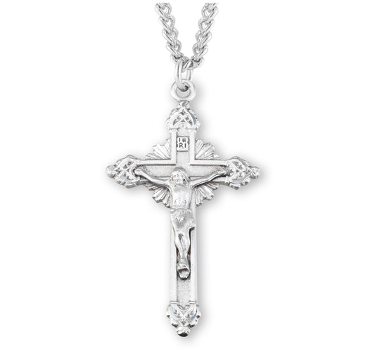 Heart Tipped Sterling Silver Crucifix