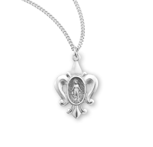 Sterling Silver Oval Fancy Edge Miraculous Medal