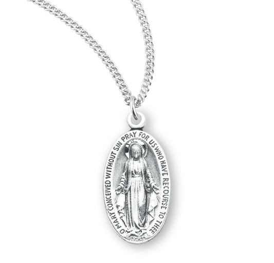 Sterling Silver Oval Miraculous Medal