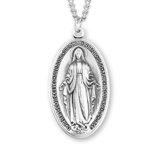 Sterling Silver Oval Miraculous Medal