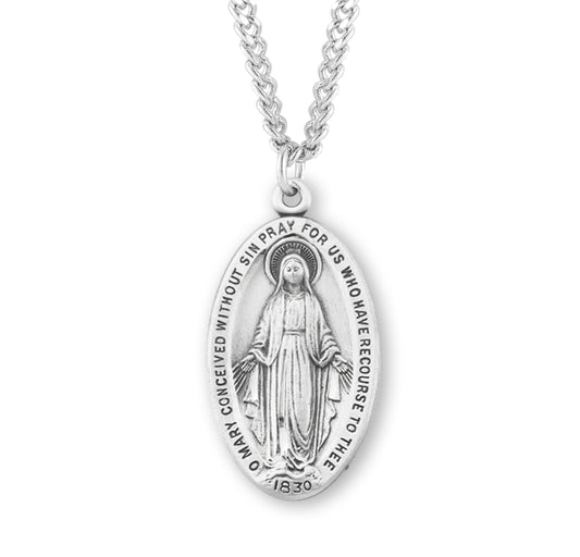 Sterling Silver Oval Miraculous Medal