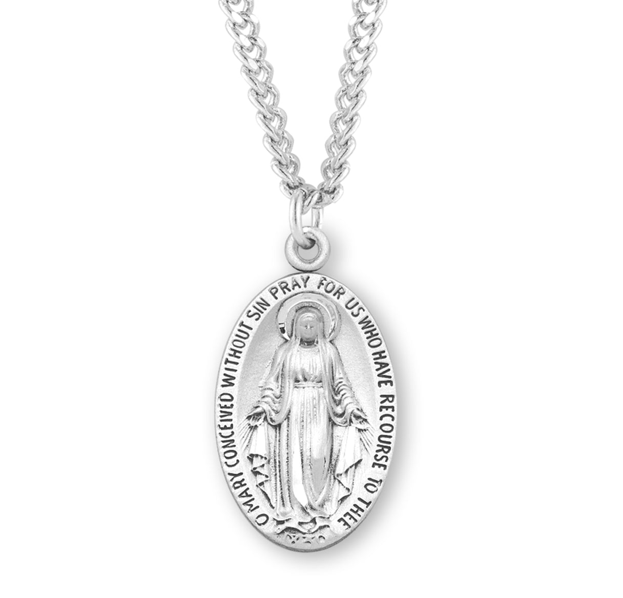 Sterling Silver Oval Miraculous Medal