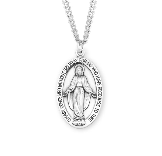 Sterling Silver Oval Miraculous Medal