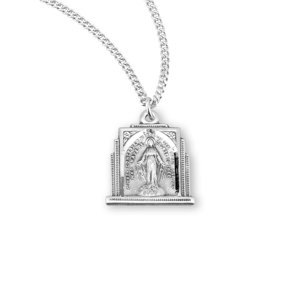 Sterling Silver Fancy Enameled Miraculous Medal