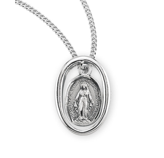 Sterling Silver Oval Miraculous Medal