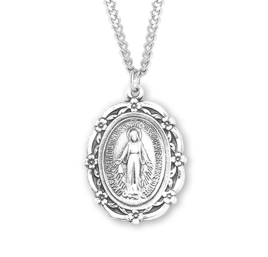 Sterling Silver Oval Miraculous Medal