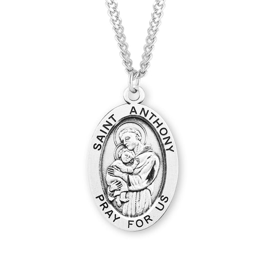 Patron Saint Augustine Oval Sterling Silver Medal