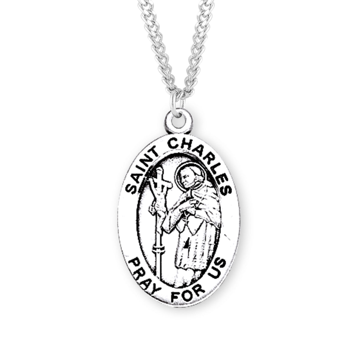 Patron Saint Charles Oval Sterling Silver Medal