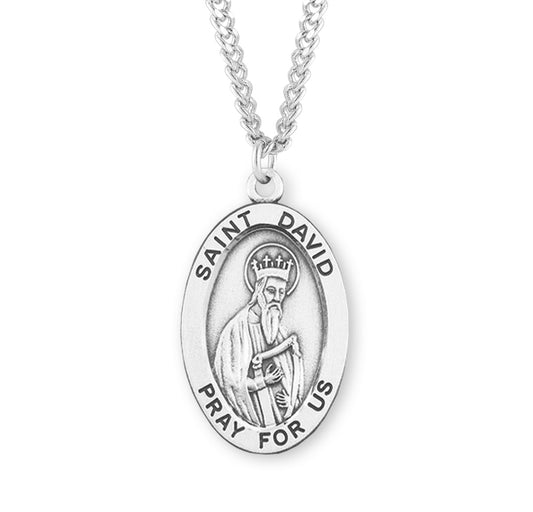 Patron Saint David Oval Sterling Silver Medal