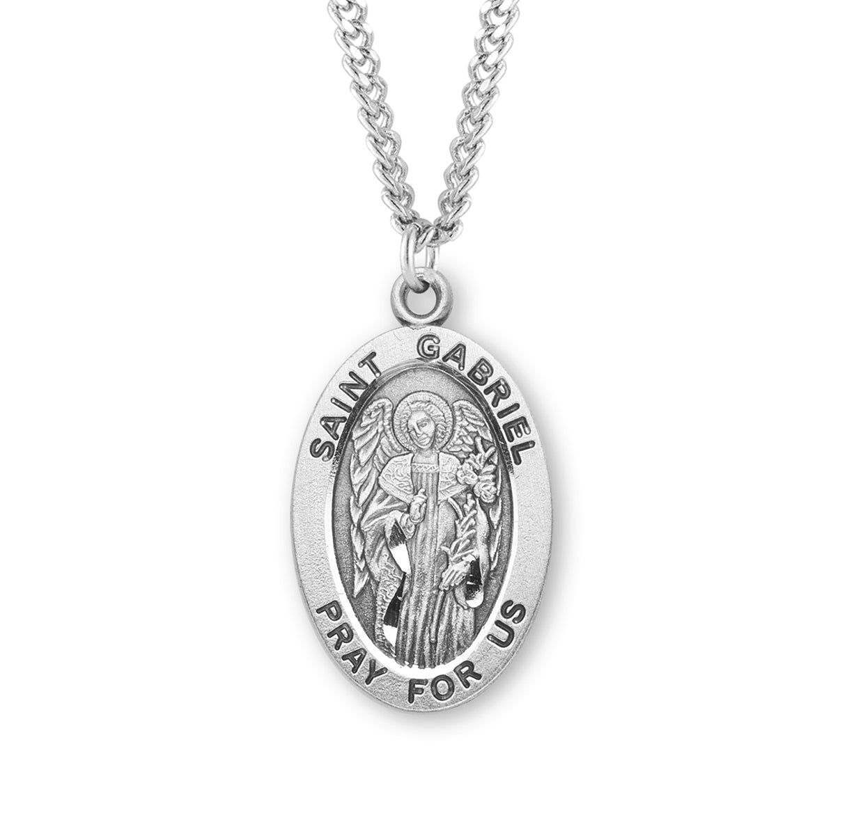 Patron Saint Gabriel Oval Sterling Silver Medal