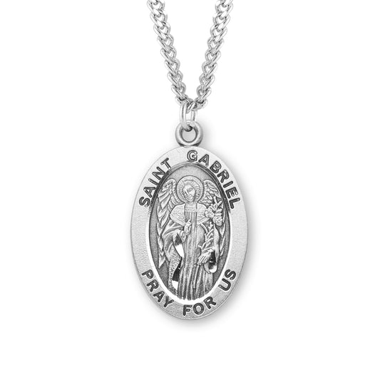 Patron Saint Gabriel Oval Sterling Silver Medal