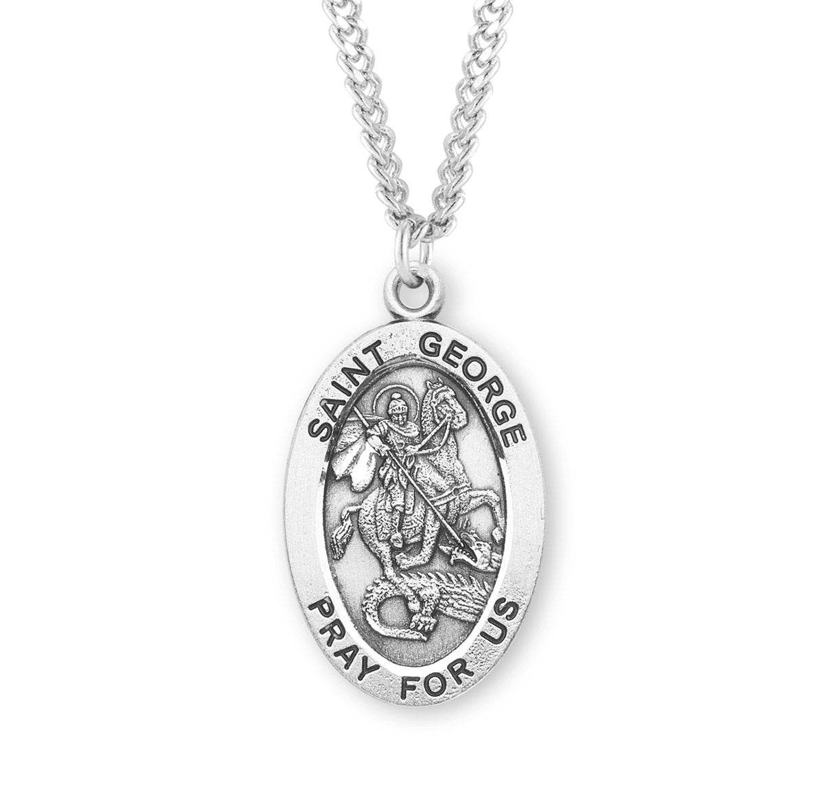 Patron Saint George Oval Sterling Silver Medal