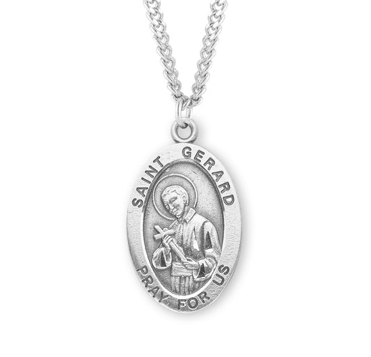 Patron Saint Gerard Oval Sterling Silver Medal