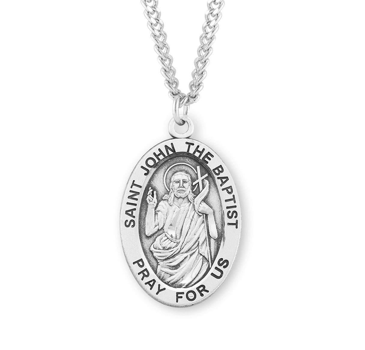 Patron Saint John the Baptist Oval Sterling Silver Medal